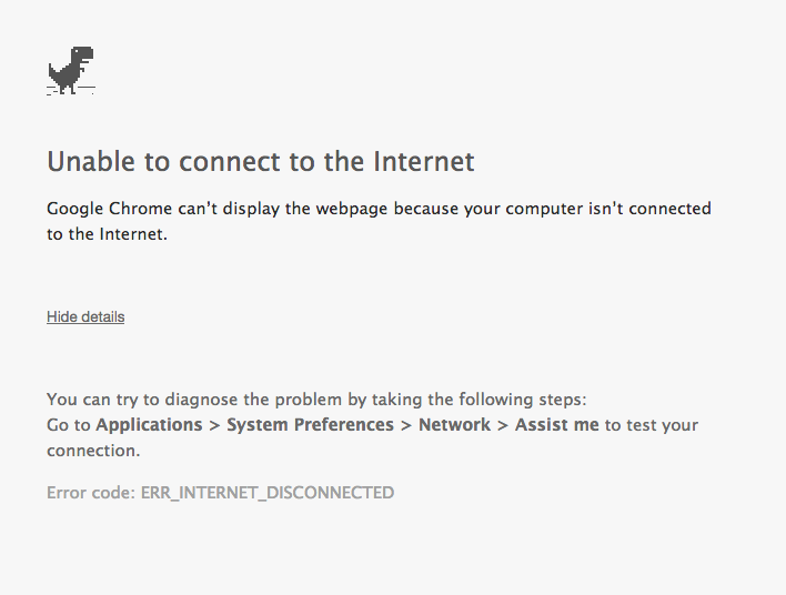 Chrome Error Unable to access to the Internet